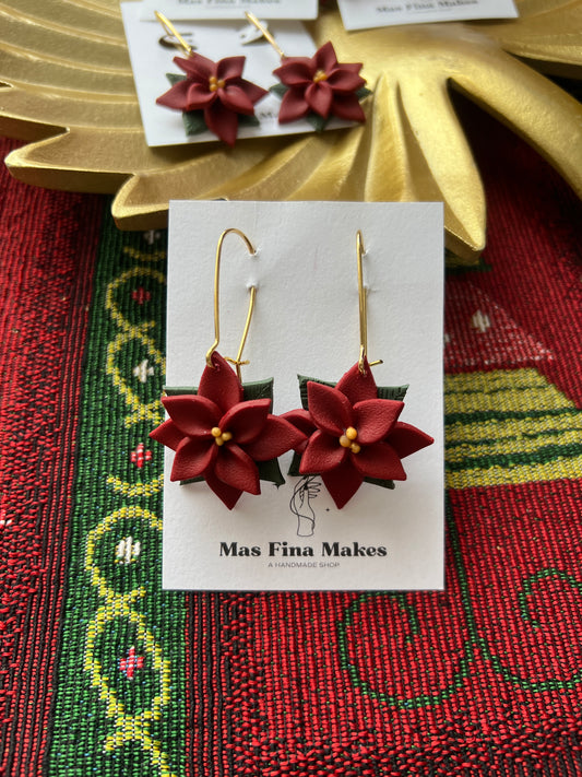 Hanging Poinsettia Earrings