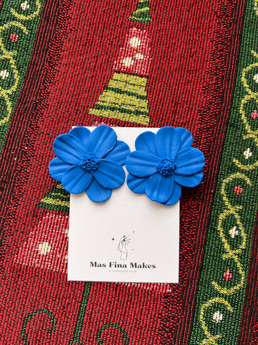 Blue Navidad Blossom Statement Earrings