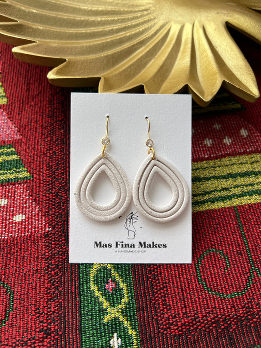 White Tear Drop Dangle Earrings