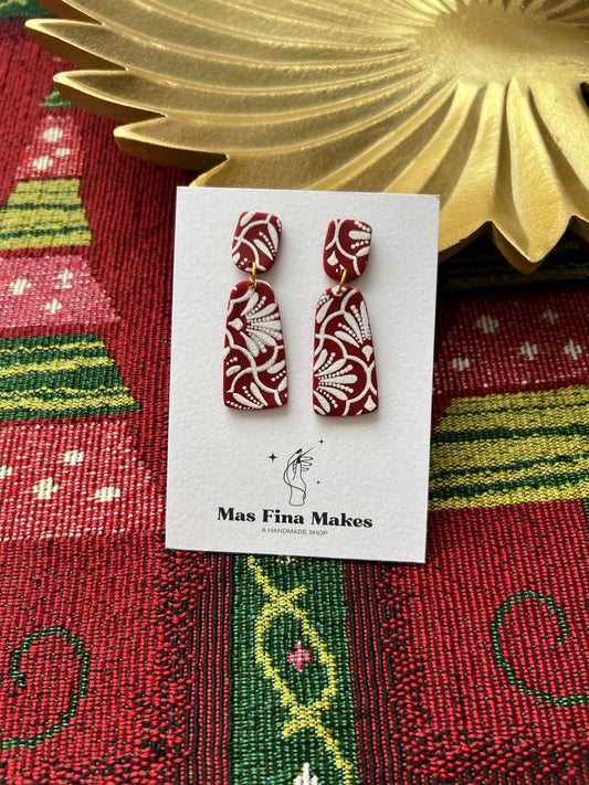 Painted Red and White Earrings