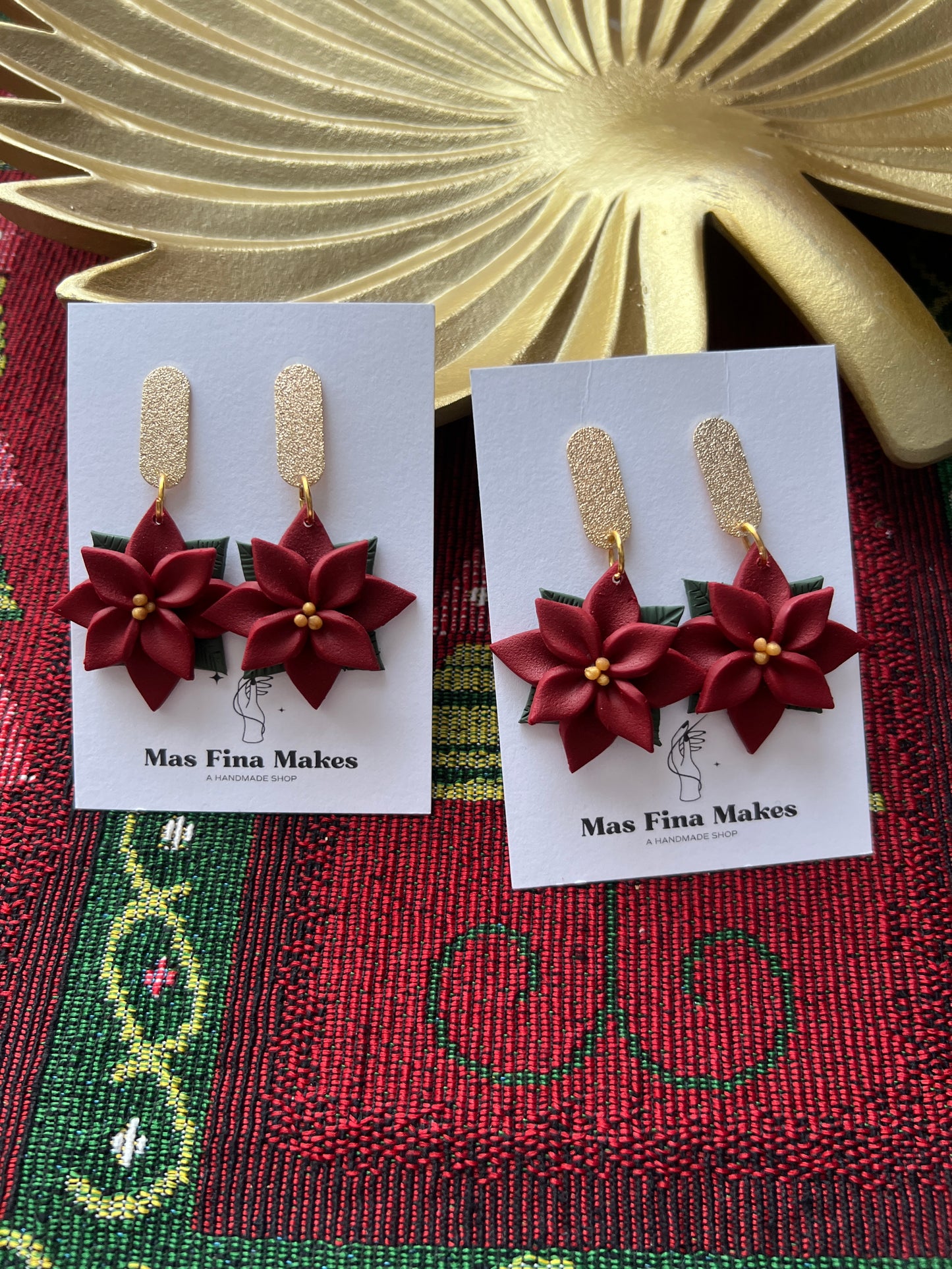 Poinsettia and Post Earrings (2 available)