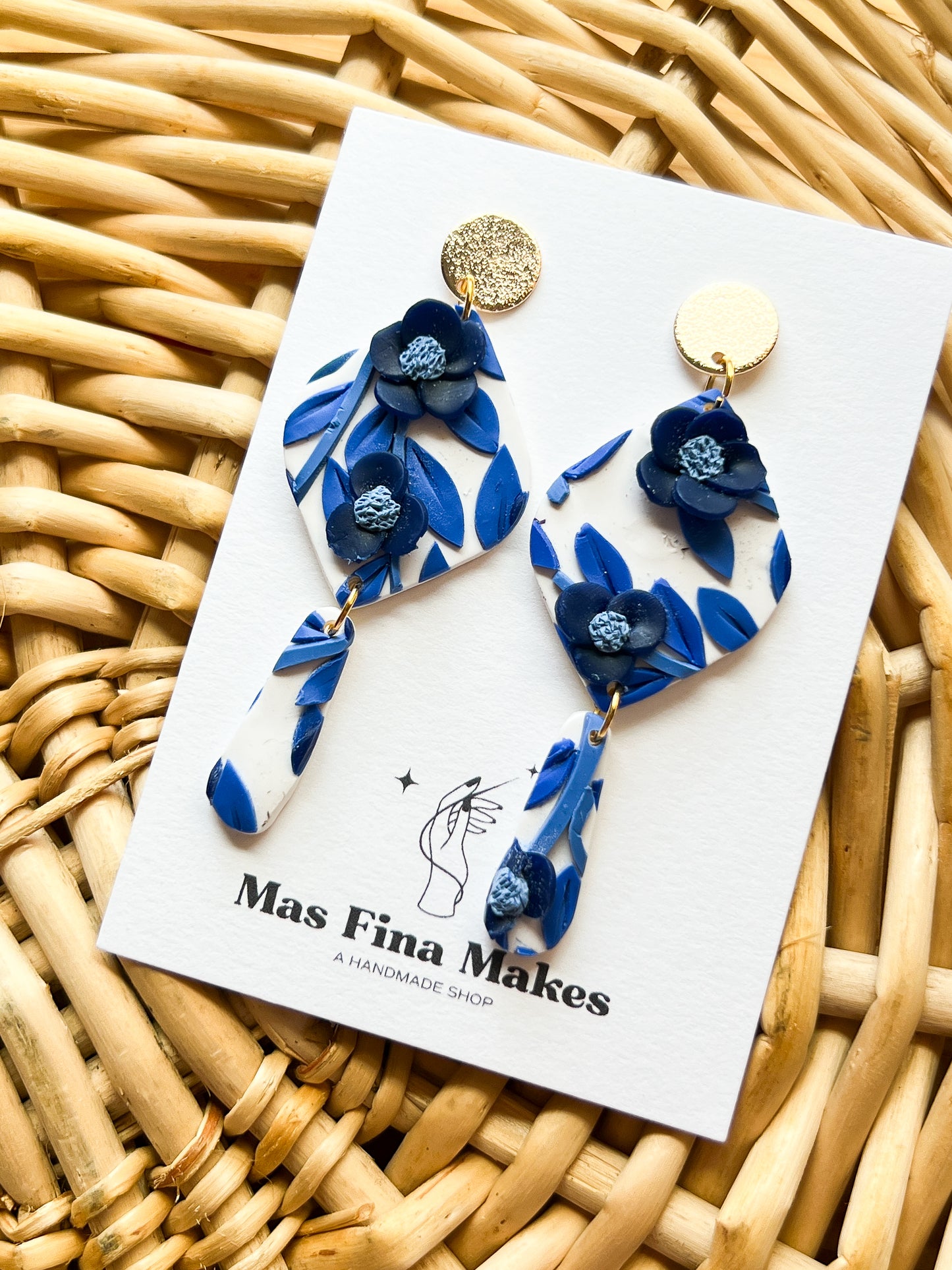 Blue & White Floral Norma Earrings